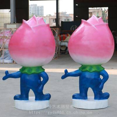 杭州荷园形象吉祥物雕塑 玻璃钢荷荷美美卡通人物雕塑